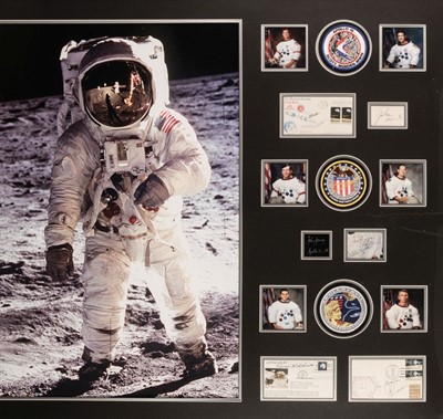 Lot 354 - Moonwalkers. A NASA Apollo Missions Moonwalkers' autographs boardroom display piece