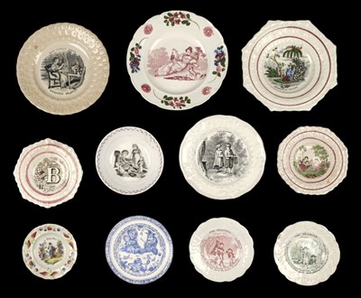 Lot 474 - Nursery Ceramics. Victorian pottery dishes