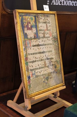 Lot 250 - Illuminated manuscript leaf from a German antiphonal, circa 1450-1475