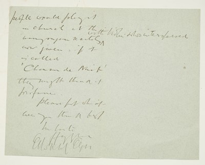 Lot 231 - Elgar (Edward, 1857-1934). Autograph letter, 1897