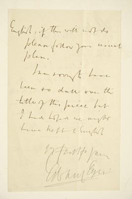 Lot 232 - Elgar (Edward, 1857-1934). Autograph letter, 1897