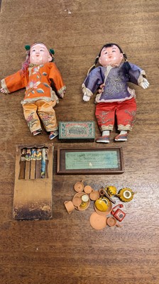 Lot 468 - Chinese Dolls. A pair of Chinese dolls, circa 1930