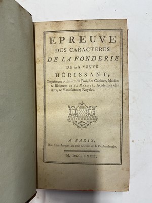 Lot 296 - Typography. Epreuve des Caracteres de la Fonderie..., 1772-[1788]