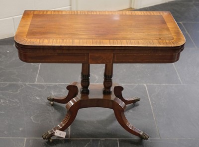 Lot 93 - Card Table. A Regency mahogany fold-over card table