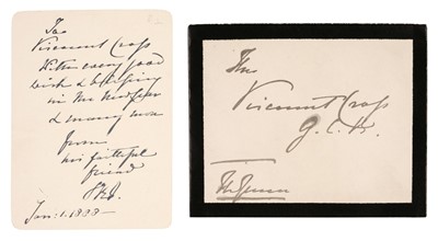 Lot 215 - Victoria (1819-1901). Autograph New Year's card signed, 'VRI', 1 January 1888