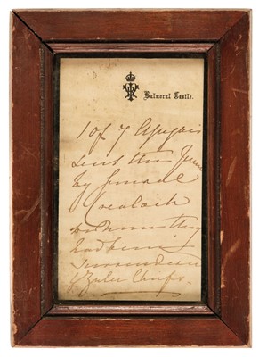 Lot 214 - Victoria (1819-1901). Autograph letter on personal stationery, Balmoral Castle, c. 1880