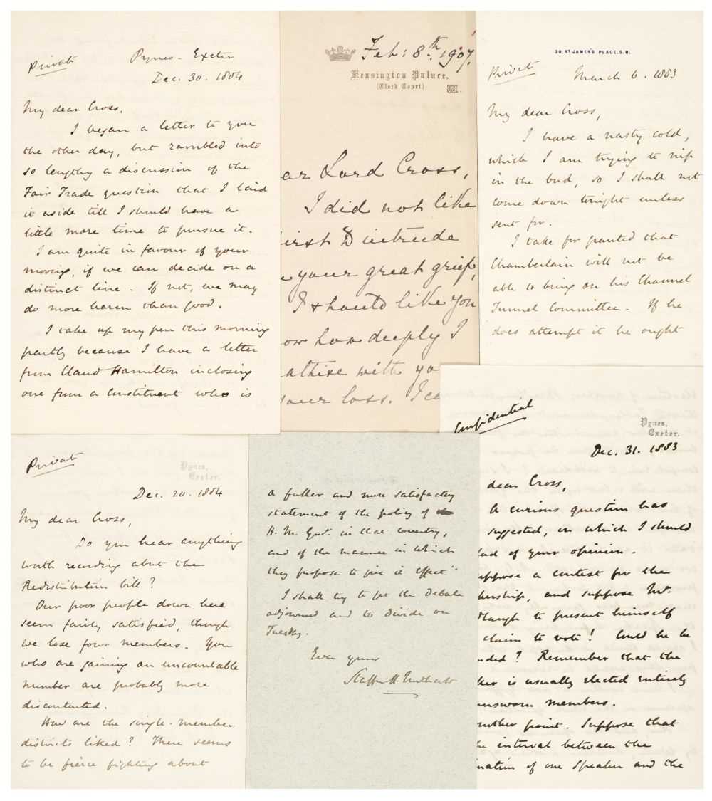 Lot 224 - Cross (Richard Assheton, 1823-1914, 1st Viscount Cross). An archive of correspondence