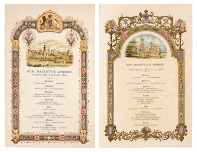 Lot 226 - British royalty ephemera. A collection of Viscount Cross's menus, programmes, etc