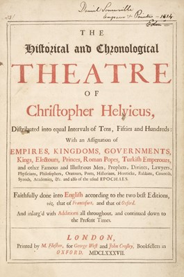 Lot 282 - Helwig. The Historical and Chronological Theatre of Christopher Helvicus, 1687
