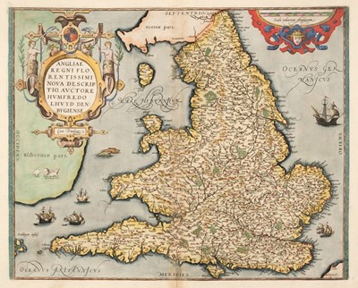 Lot 125 - England & Wales. Ortelius (Abraham & Lhuyd Humphrey), Angliae Regni..., circa 1592