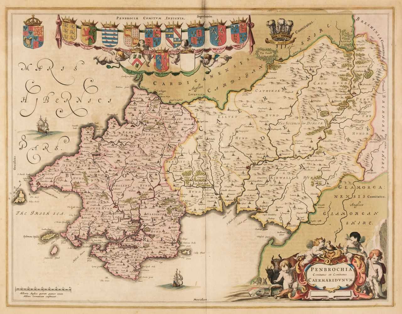 Lot 195 - Wales. Blaeu (Johannes), Five County Maps, Amsterdam, circa 1645 - 68