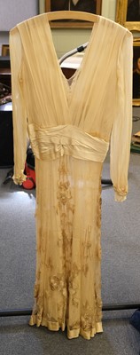 Lot 144 - Clothing. A 1930s wedding or court dress, & other early-mid 20th century garments