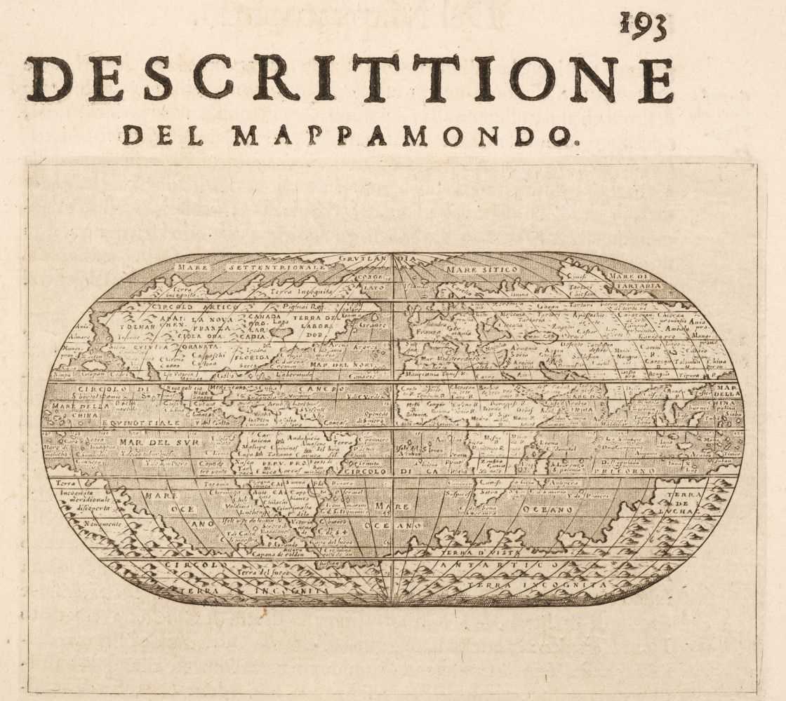 Lot 204 - World. Porcacchi (Tomaso). Descrittione de Mappamondo, Venice, circa 1620