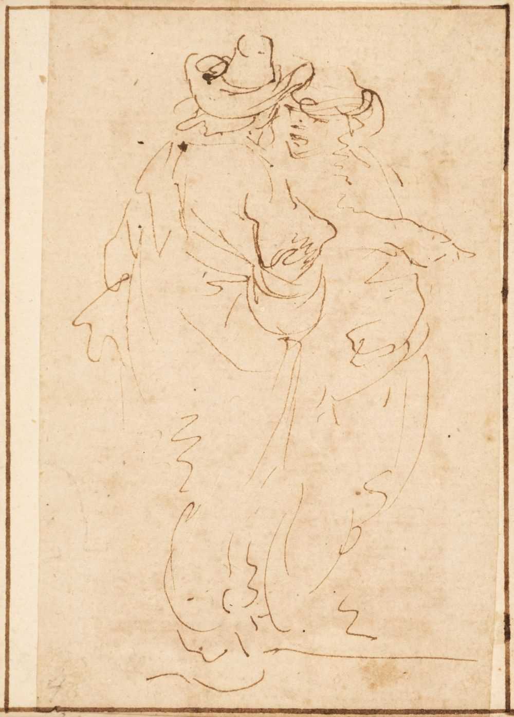 Lot 237 - Della Bella (Stefano, Florence 1610-1664). Two standing male figures, pen and brown ink