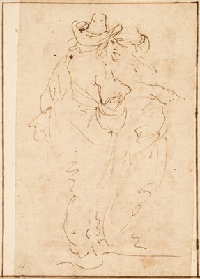 Lot 237 - Della Bella (Stefano, Florence 1610-1664). Two standing male figures, pen and brown ink
