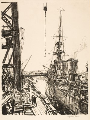 Lot 361 - Bone (David Muirhead, 1876-1953). Building Ships: Ready for Sea, 1917-18