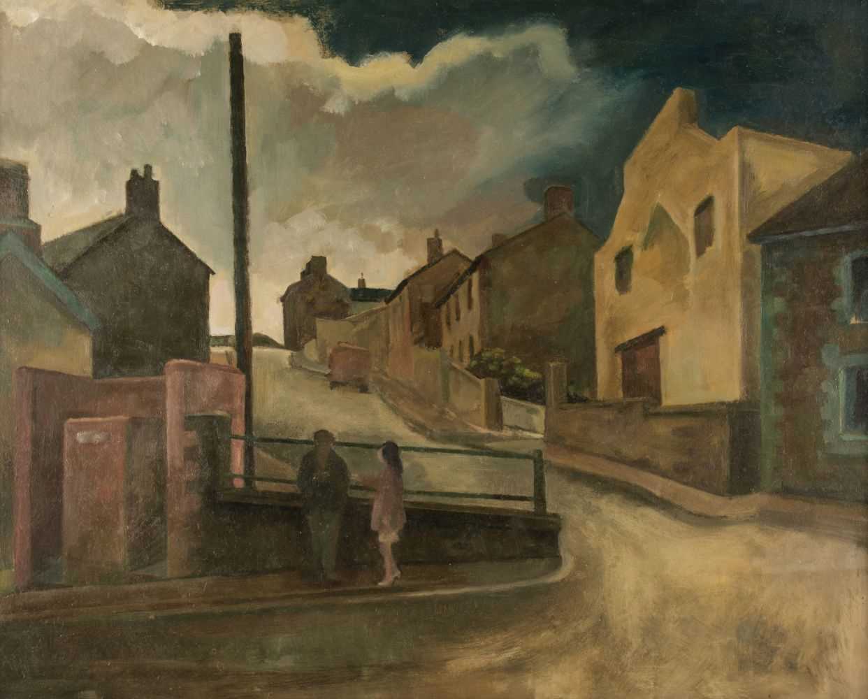 Lot 457 - Chapman (George, 1908-1994). Rhondda street scene, oil