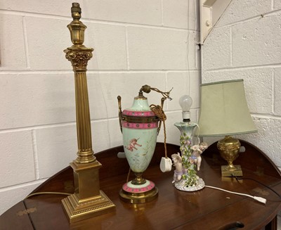 Lot 30 - Table Lamp. A modern brass corinthian column table lamp
