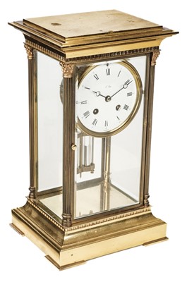 Lot 88 - Mantel Clock. A French late 20th century lacquered brass mantel clock