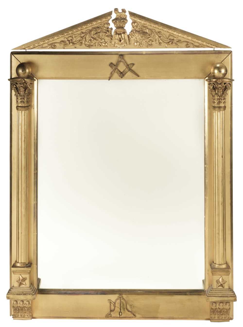 Lot 116 - Masonic Mirror. A late 19th century Masonic gilt frame mirror