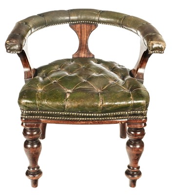 Lot 121 - Tub Chair. A Victorian leather tub chair