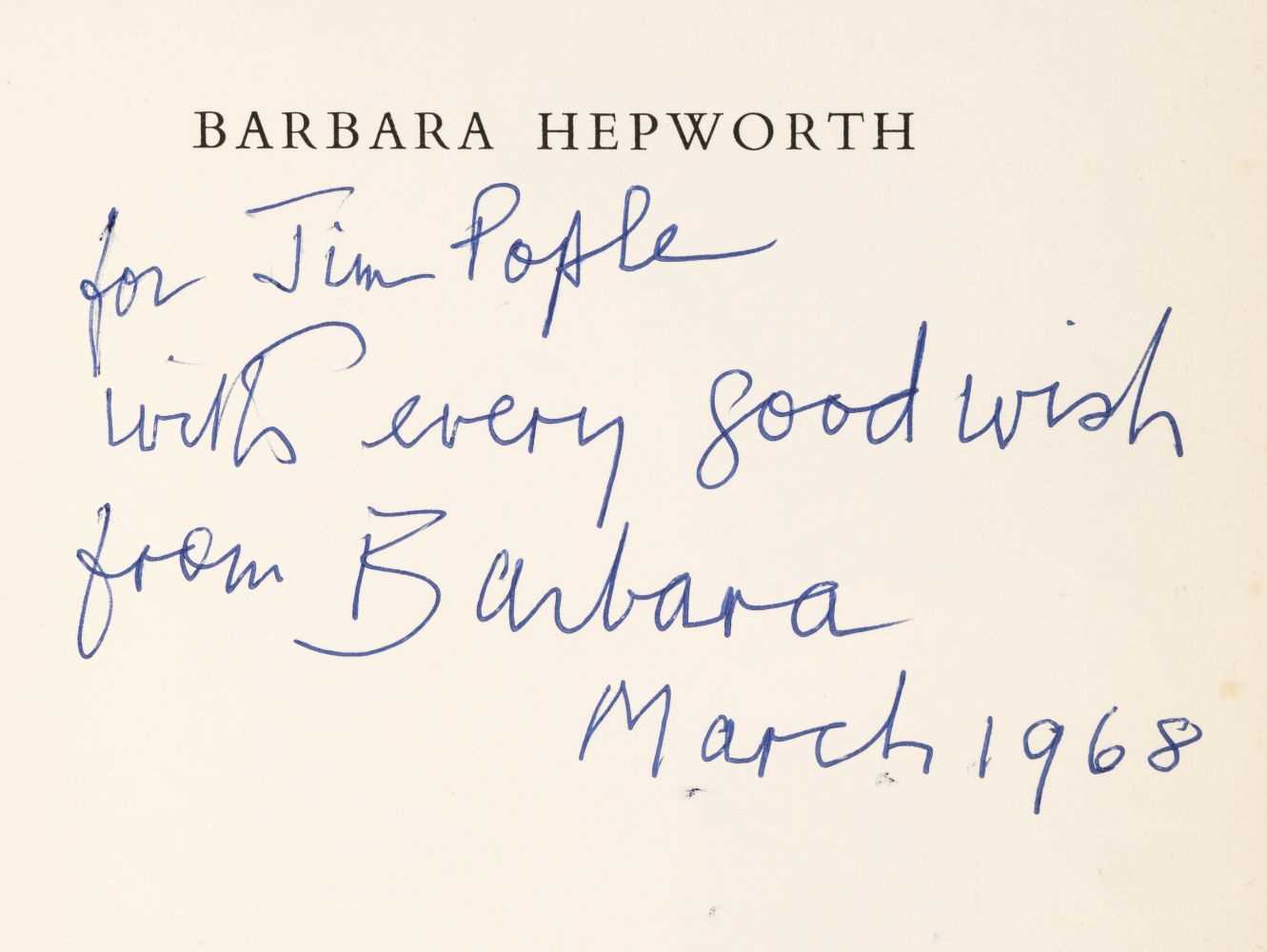 Lot 342 - Hammacher (A.M). Barbara Hepworth, presentation copy, 1st edition, London: Thames and Hudson, 1968
