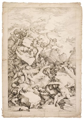 Lot 215 - Rosa, Salvator. The Fall of the Giants and The Rescue of Oedipus, etchings with drypoint, 1663