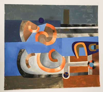 Lot 429 - Milner (Allan, 1910-1984). Composition in Pink, Red and Black on Blue, Green and Grey