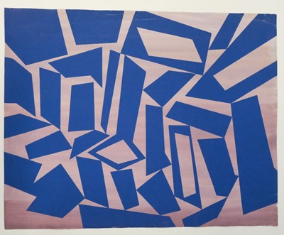 Lot 429 - Milner (Allan, 1910-1984). Composition in Pink, Red and Black on Blue, Green and Grey