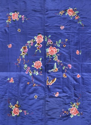 Lot 142 - Chinese. A large unused embroidered silk panel, circa 1930s