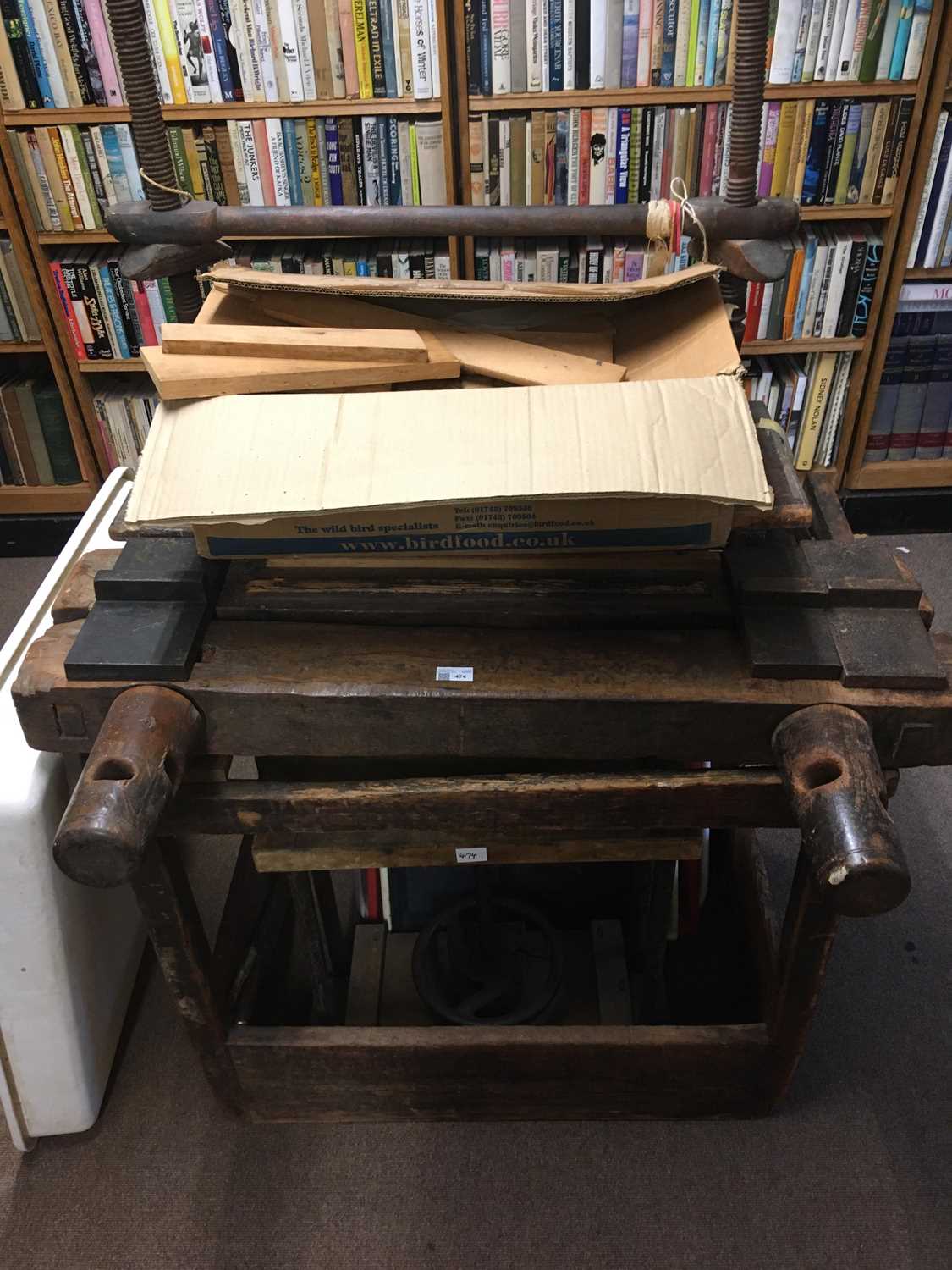 Spring Book Press Lot 474 - Book press & Laying press. A book press by