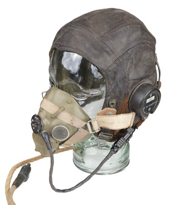 Lot 45 - Flying Helmet. A WWII RAF C type wired flying helmet worn by 'D F Mallard'