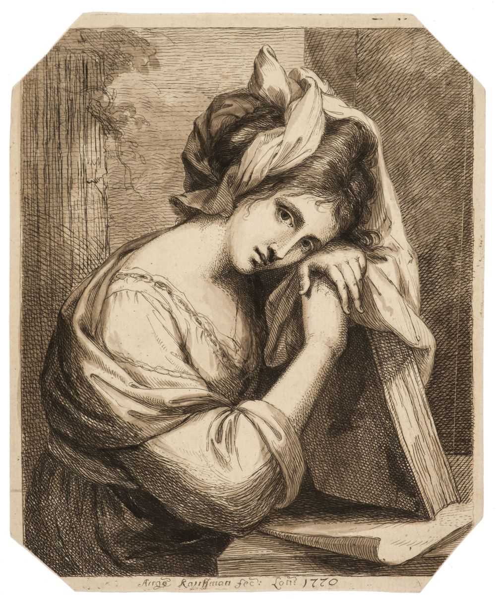 Lot 223 - Kauffmann (Angelica, 1741-1807). Woman Resting Her Head on a Book, 1770, etching