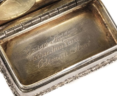 Lot 10 - Snuff Box. A George III silver snuff box by William Esterbrook, London 1823