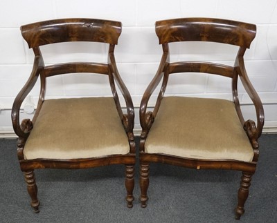 Lot 110 - Regency Chairs. A pair of Regency mahogany elbow chairs and other chairs