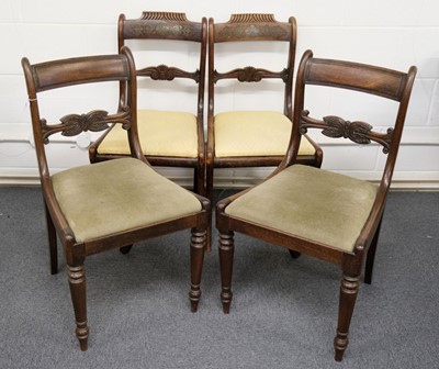 Lot 110 - Regency Chairs. A pair of Regency mahogany elbow chairs and other chairs