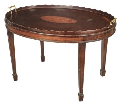 Lot 104 - Tray-top Table. An Edwardian mahogany oval tray-top table