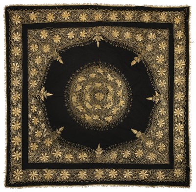 Lot 172 - Metalwork embroidery. A hand-worked tablecloth, Indo-Persian, circa 1900