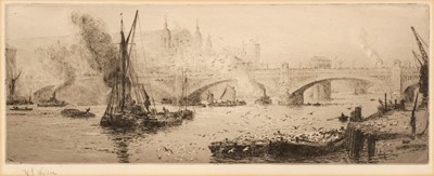 Lot 358 - Wyllie (William Lionel, 1851-1931). Barges on the Thames