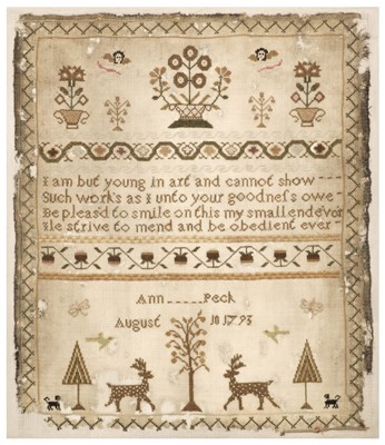 Lot 181 - Sampler. A needlework picture by Ann Peck, 1793