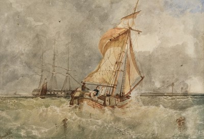 Lot 318 - Webb (James, circa 1825-1895). Fishing Boat in a Squall, 1854