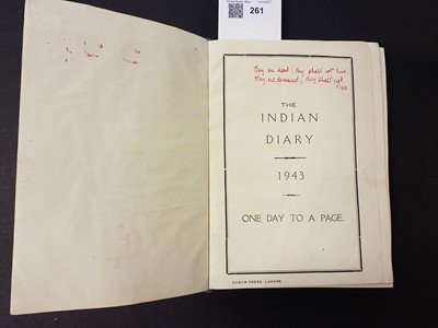 Lot 261 - Indian Diary. A manuscript diary kept by G.J. Reith Low of Imperial Bank and Aitchison College