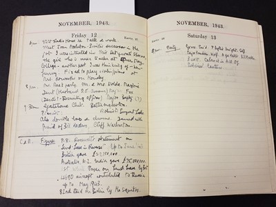 Lot 261 - Indian Diary. A manuscript diary kept by G.J. Reith Low of Imperial Bank and Aitchison College