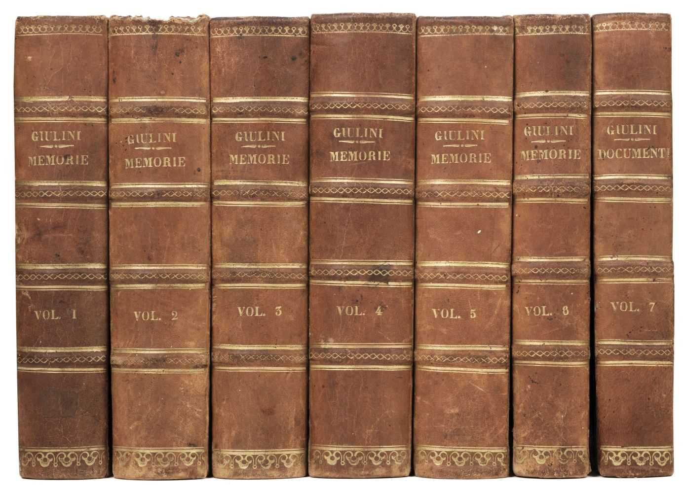 Lot 12 - Giulini (Giorgio) Memorie spellanti alla storia, 7 volumes, 1854-57