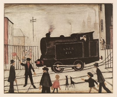 Lot 408 - Lowry (Laurence Stephen, 1887-1976). Level Crossing with Train, 1973, offset colour lithograph