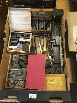 Lot 456 - Type cabinet. A 12 drawer type cabinet with selection of brass type