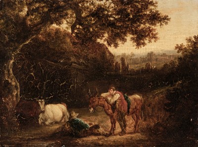 Lot 275 - Barker of Bath (Benjamin, 1776-1838), Cattle Drover resting oil on board