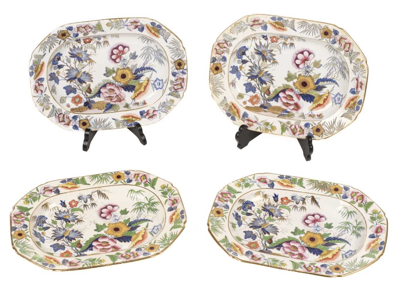 Lot 71 - Ironstone China. A set of four ironstone porcelain 'Britannicus Dresden China' meat dishes