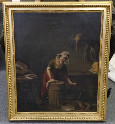 Lot 261 - Chardin (Jean Siméon, 1699-1779), Follower of. Kitchen Maid with Fish and Game, late 18th century