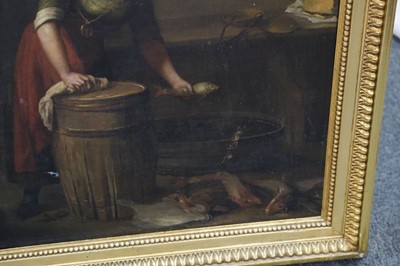 Lot 261 - Chardin (Jean Siméon, 1699-1779), Follower of. Kitchen Maid with Fish and Game, late 18th century